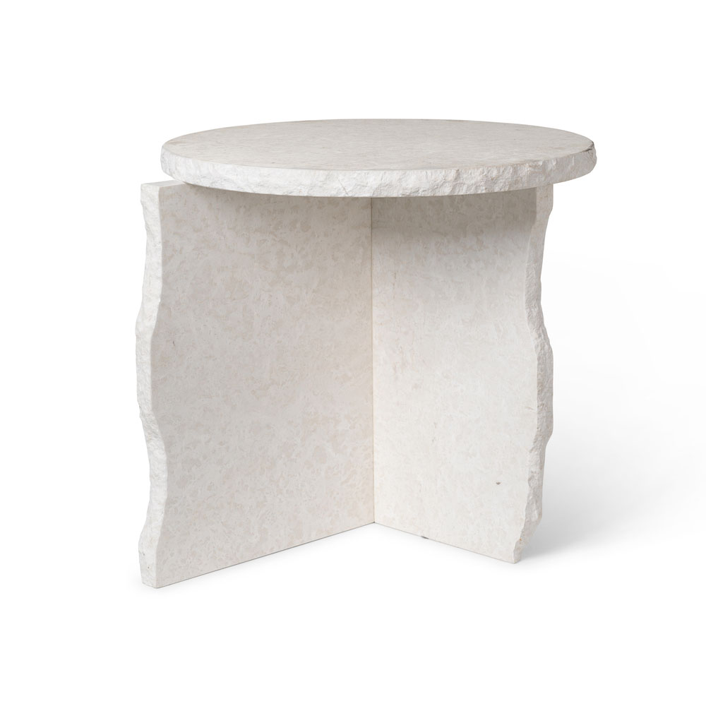 Mineral Sculptural Sidebord Bianco Curia Marmor, Hvidt