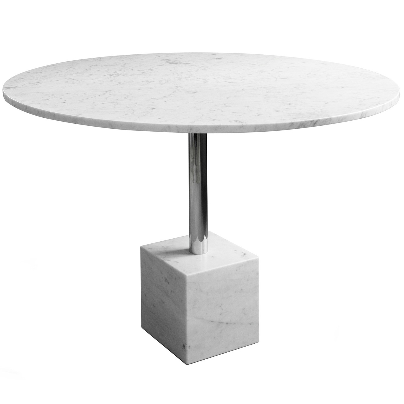 Knockout Spisebord Ø110 cm, Hvidt Marmor