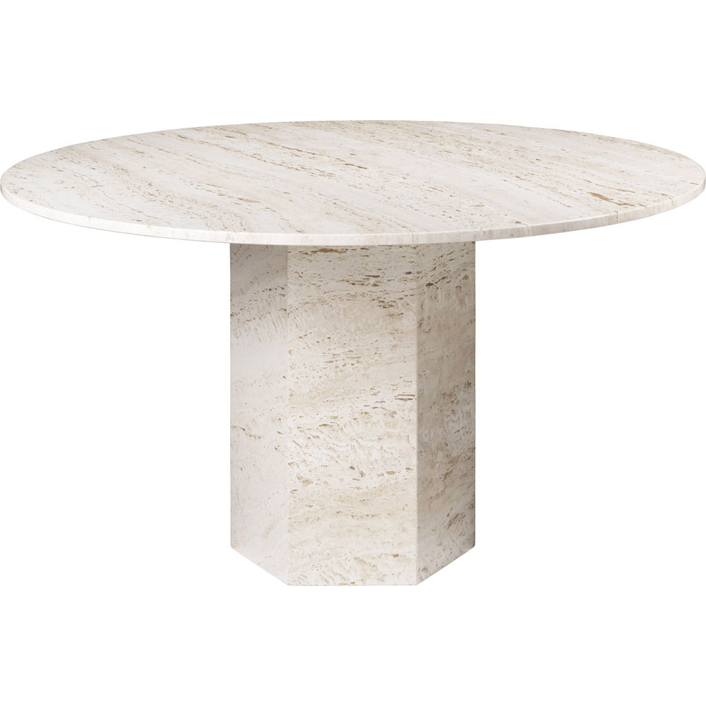 Epic Spisebord Ø130 cm, White Travertine