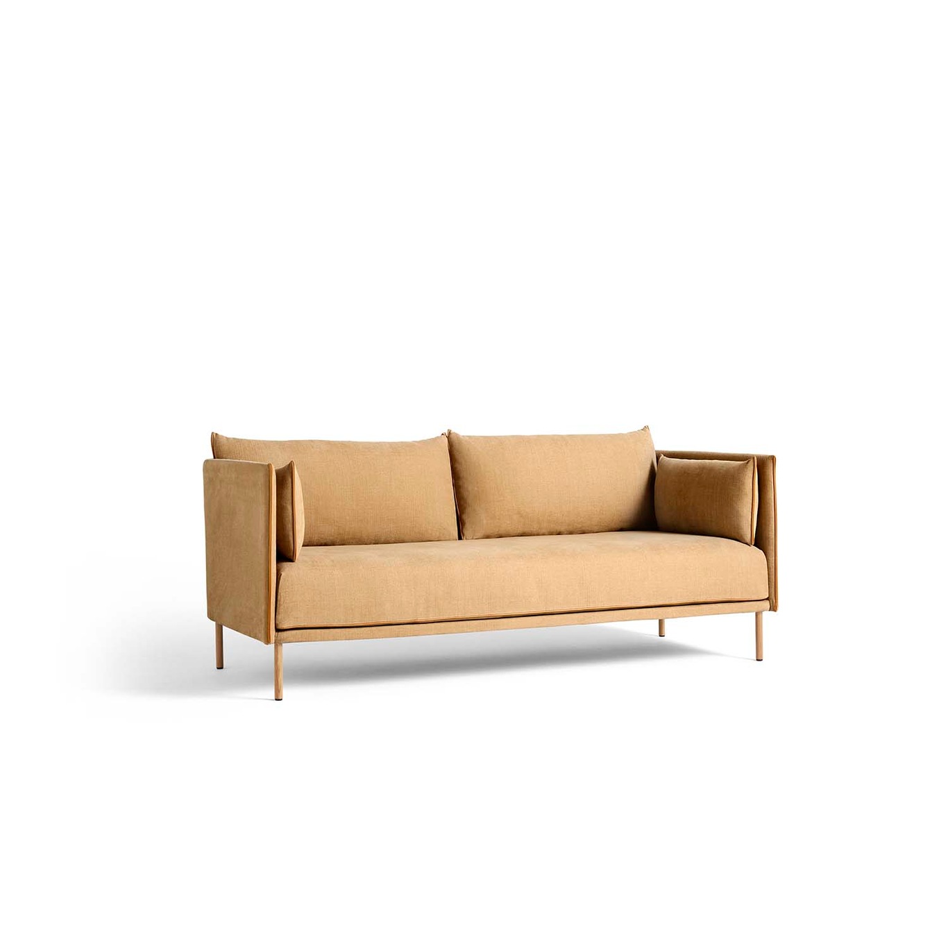 Silhouette Sofa 2 Seater, Linara 142/Cognac Piping/Oak