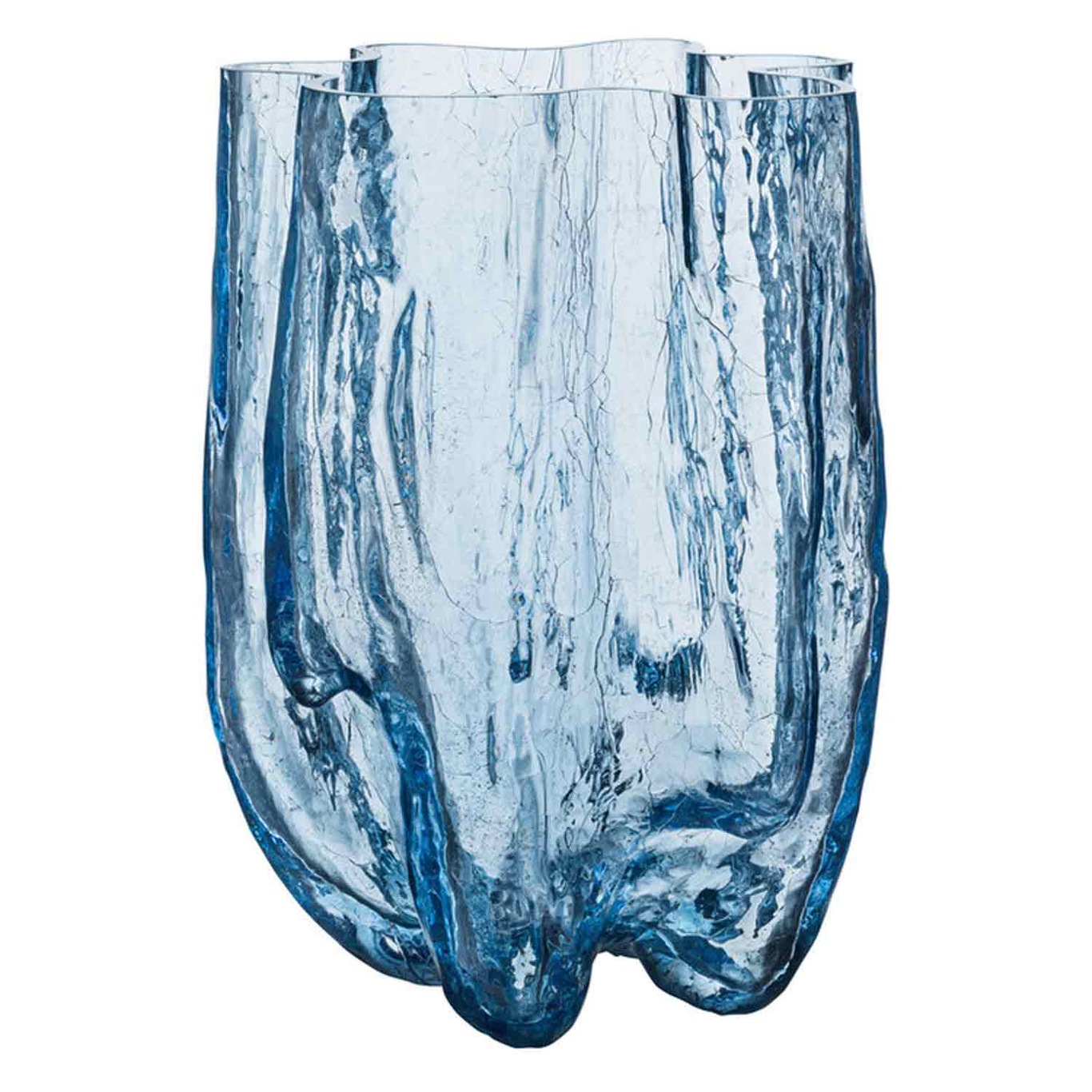 Crackle Vase Cirkulært Glas, 37 cm