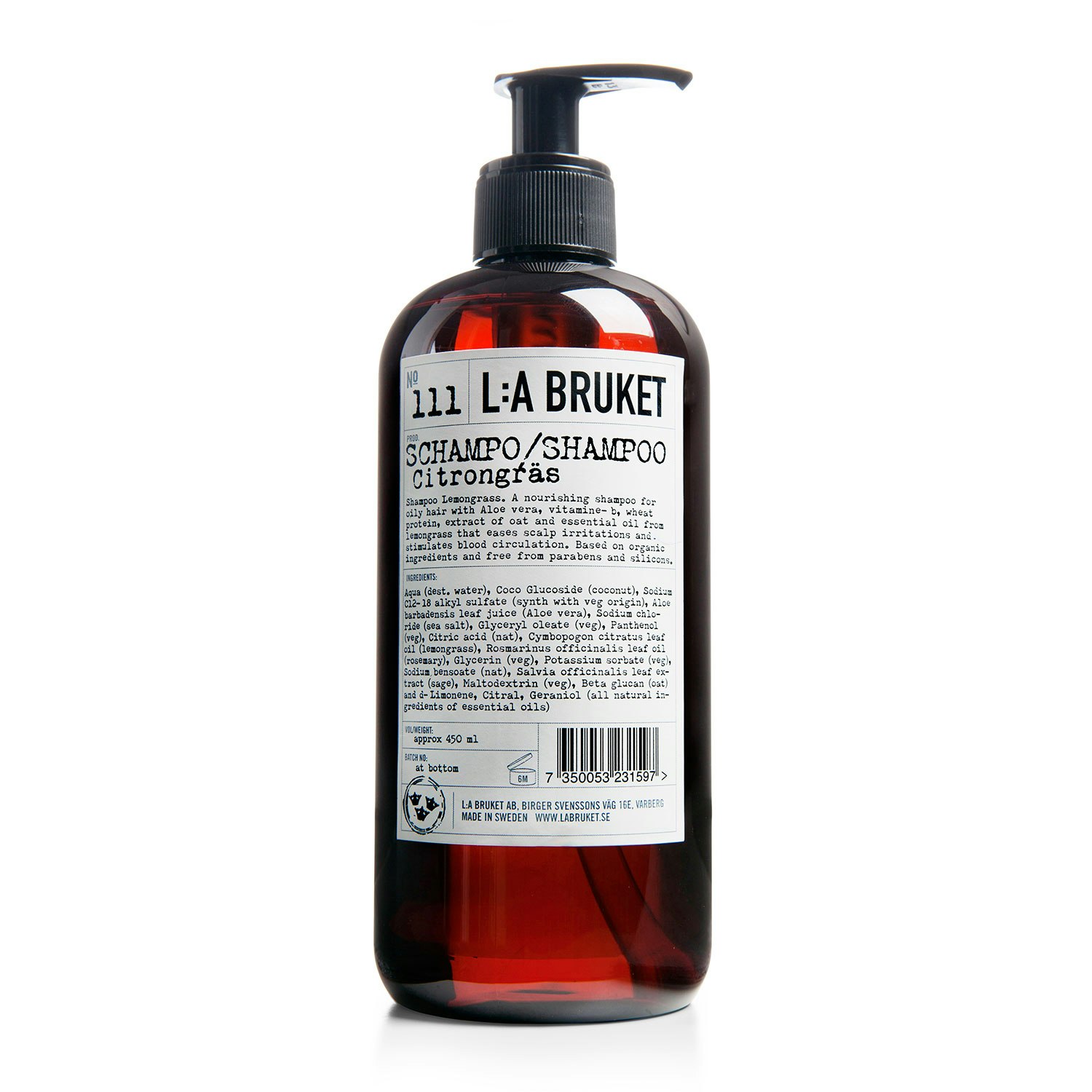 Shampoo 450ml, Citrongræs L:a Bruket @