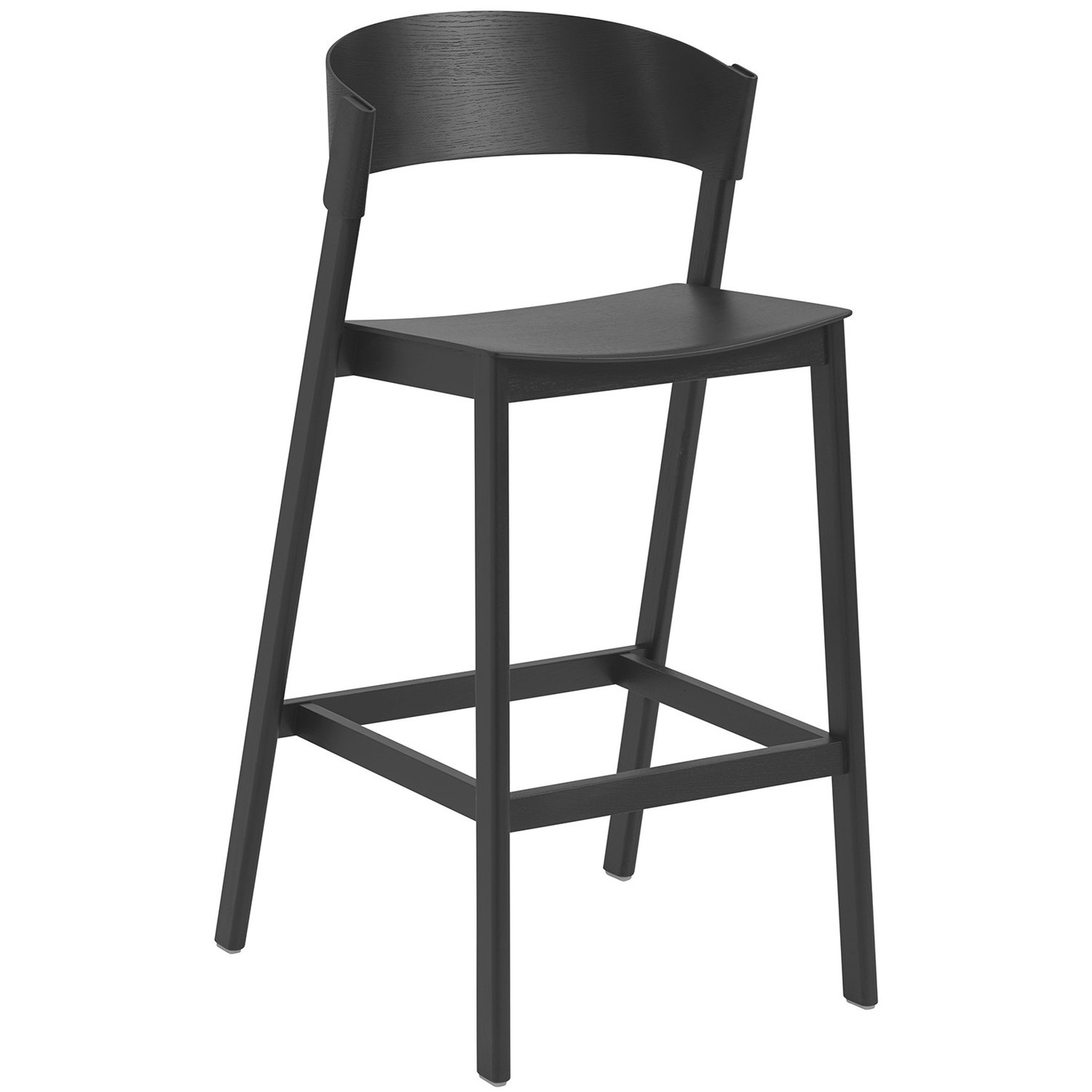 Cover Bar Chair With Backrest Barstol Bagside i askefiner Fremstillet af askefiner Fremstillet af massiv eg, Fremstillet af læder med Rygstøtte Sort