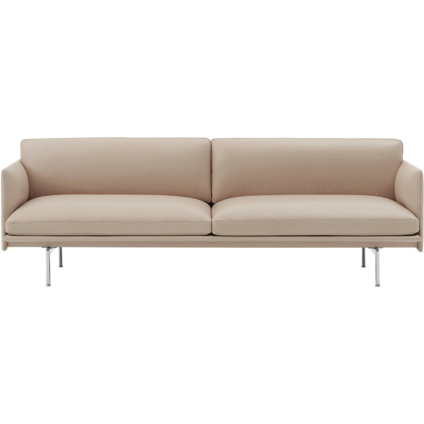 Outline Sofa 3-Pers, Refine leather Beige / Poleret Aluminium