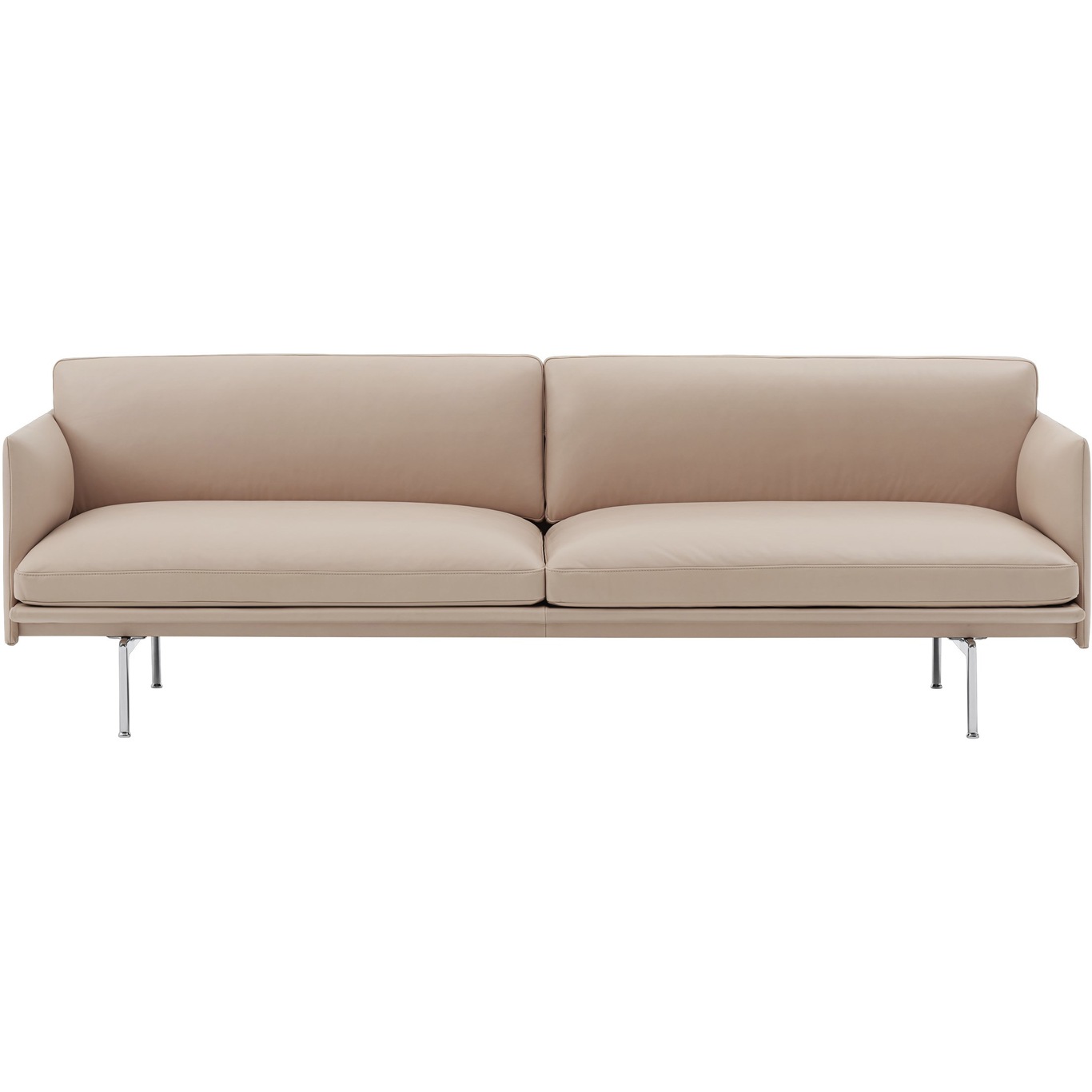 Outline Sofa 3-Pers, Refine leather Beige / Poleret Aluminium