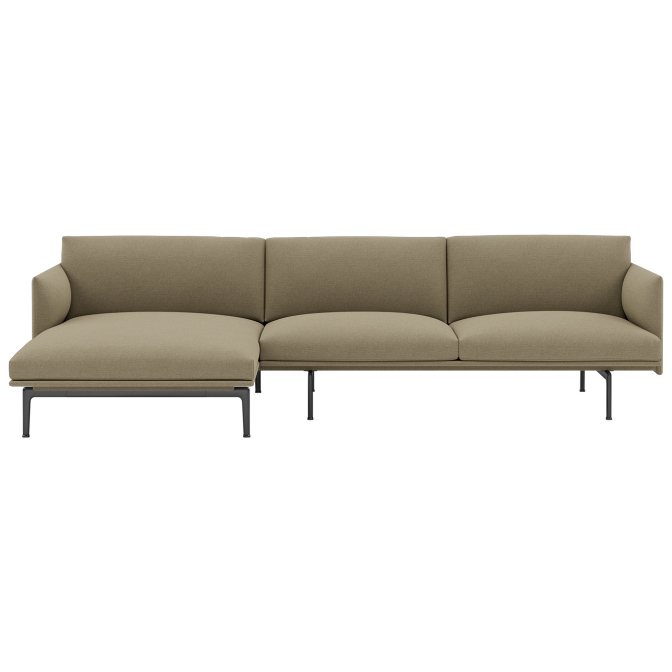 Outline Sofa med Chaiselong Venstre, Ocean 52 / Sort Aluminium