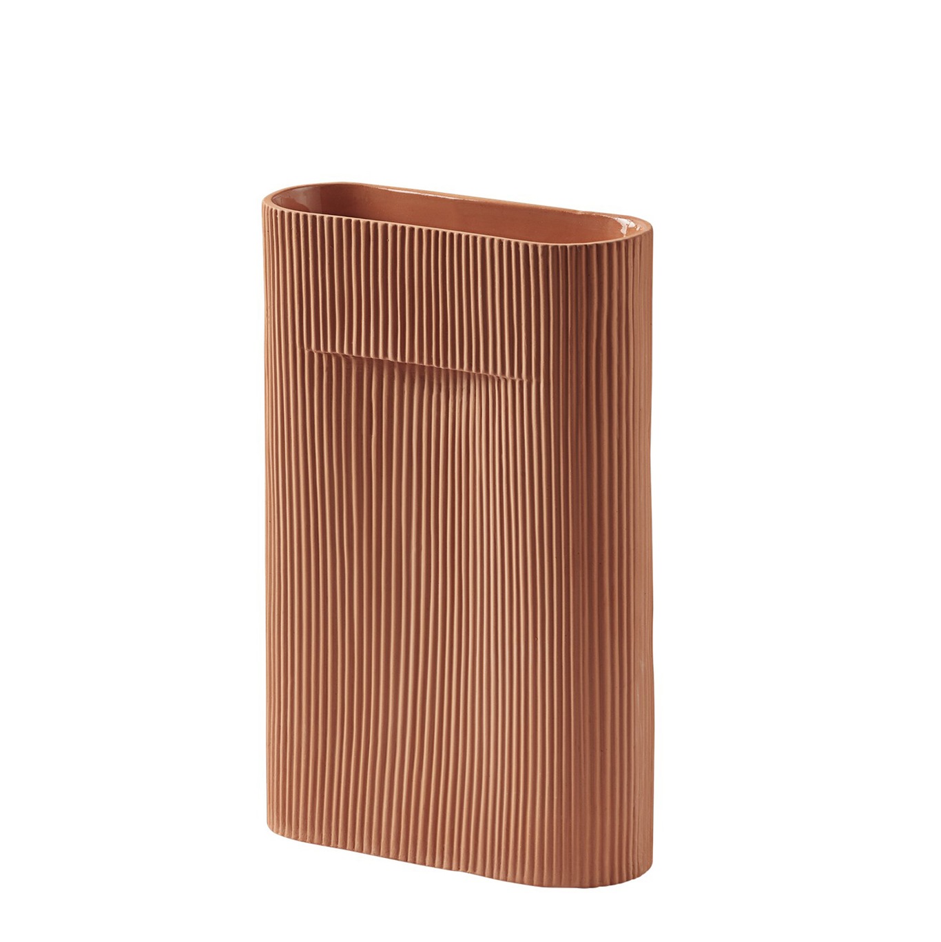 Ridge Vase, H35, Terrakotta