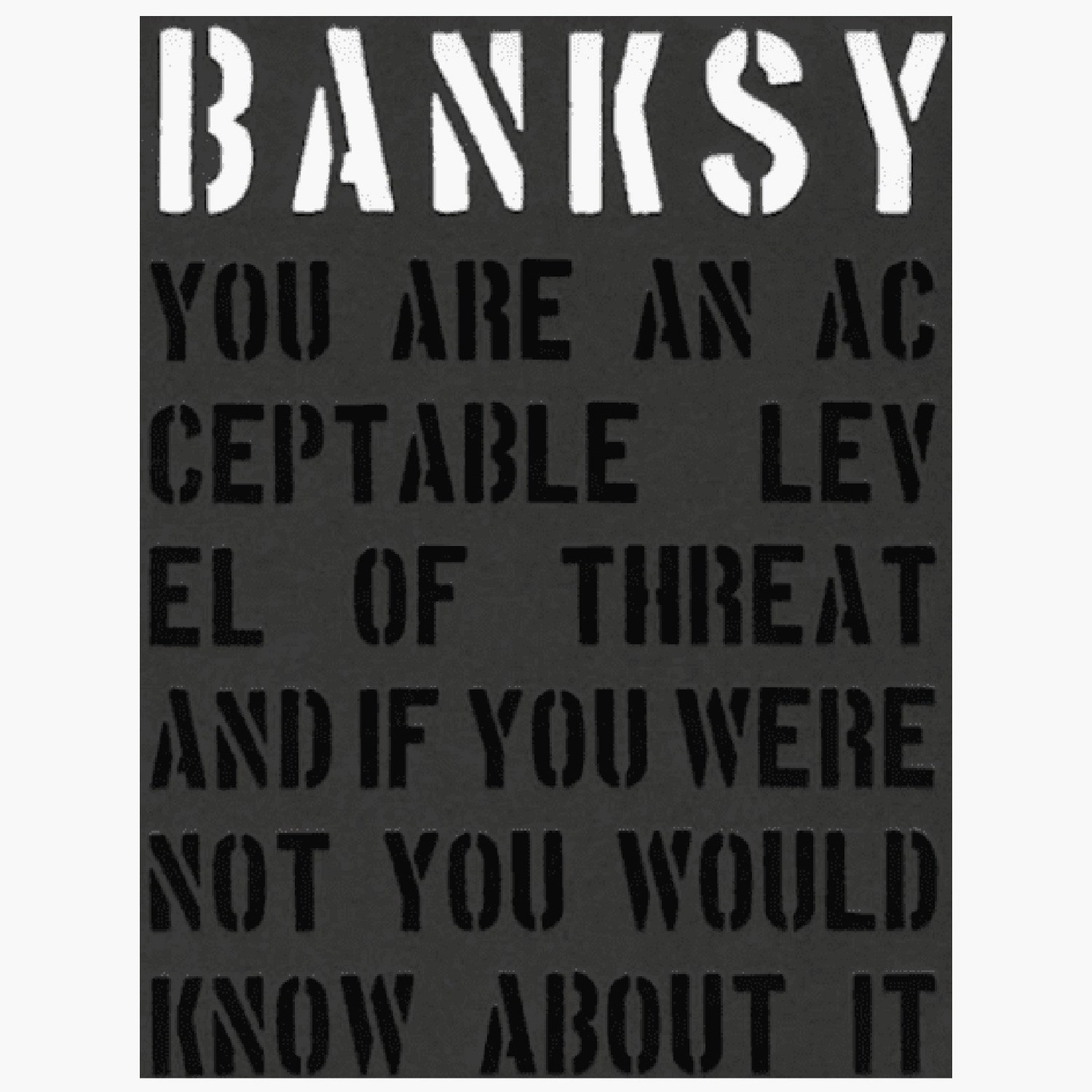 Banksy – You are an acceptable level of threat Bog