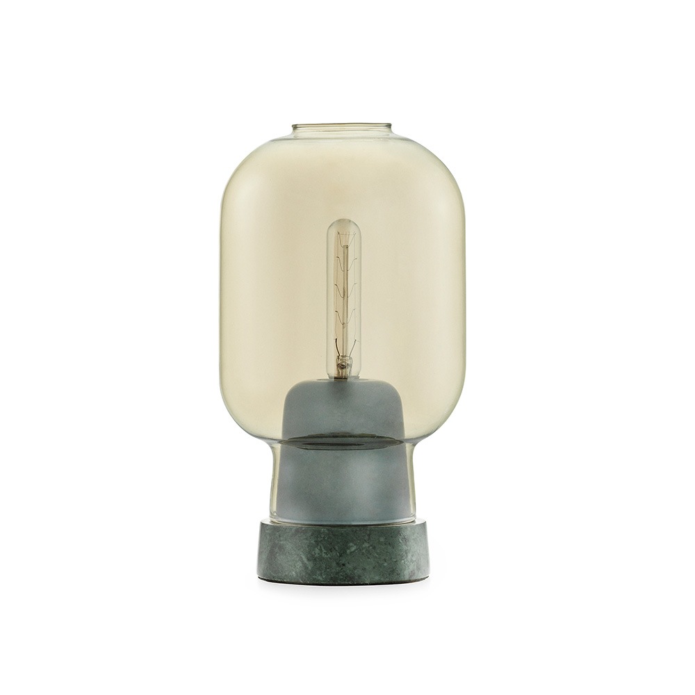 Amp Bordlampe, Guld / Grøn Marmor