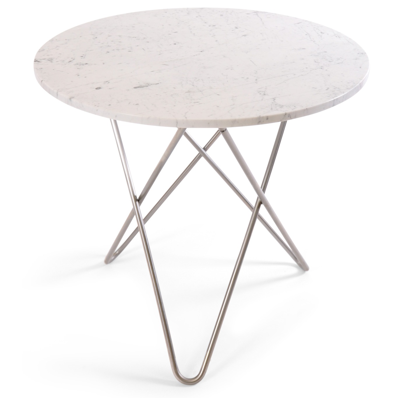 O Dining Table Ø100 cm, Steel frame/White marble
