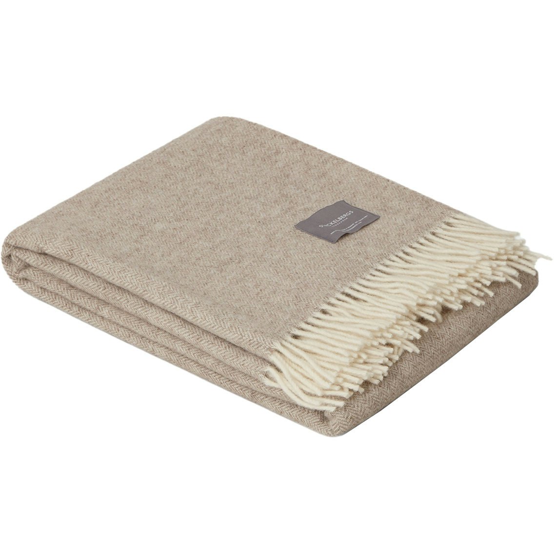 Wool Fishbone Tæppe 130x170 cm, Lyst Taupe/Offwhite