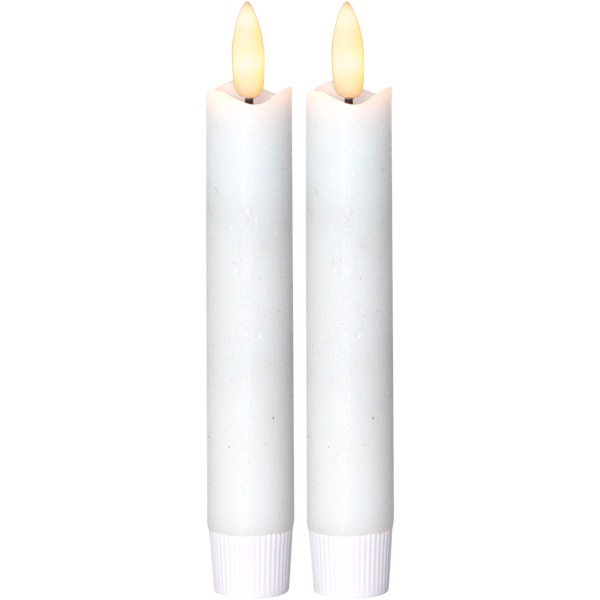 Flamme LED Antiklys Hvidt 2-pak, 15 cm